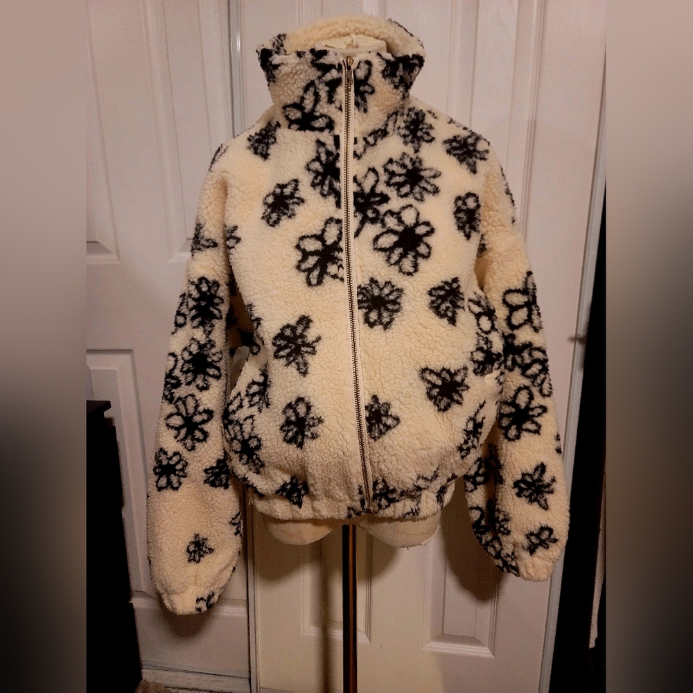 Floral Fleece Zip-Up Jacket